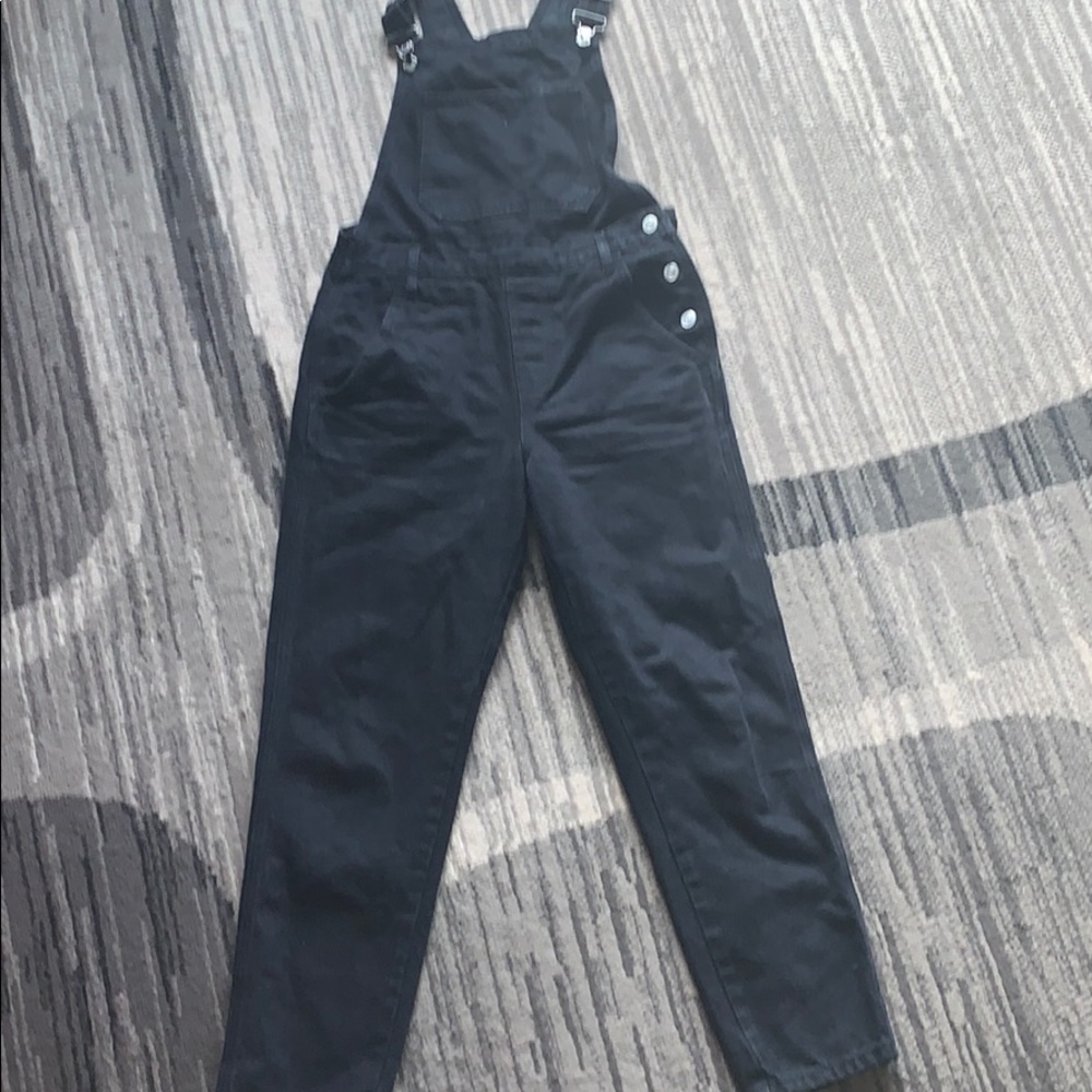 Topshop Black Denim Overalls